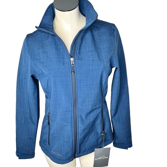 NWT EDDIE BAUER Women's Shaded Crosshatch Soft Shell Jacket Blue Size S - Picture 4 of 16